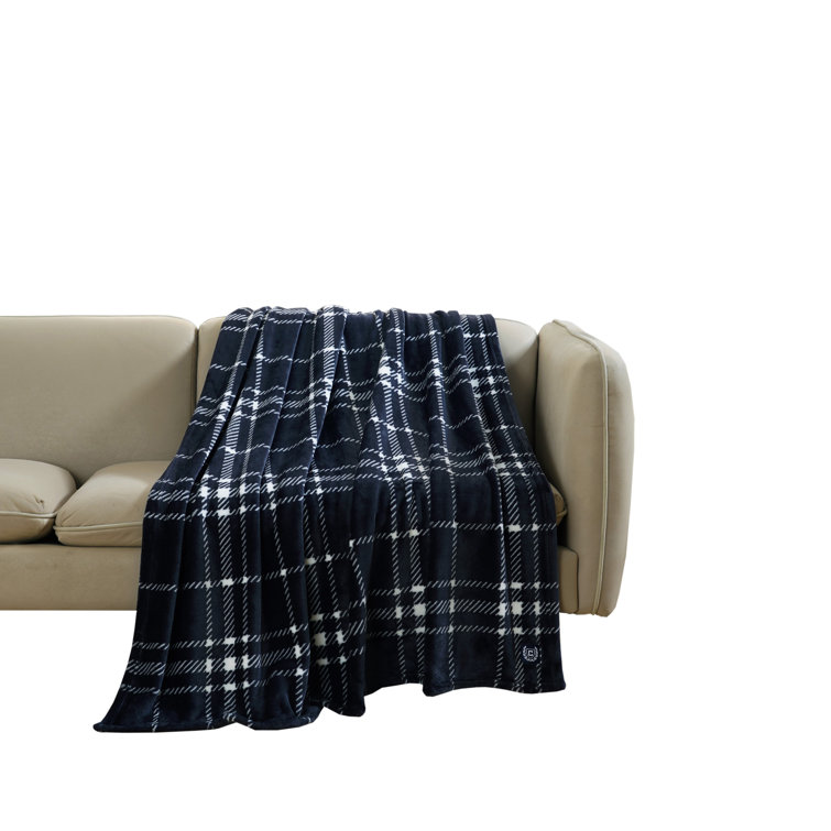 Chaps Plush Plaid Throw Blanket Oversized Cozy Fuzzy Soft